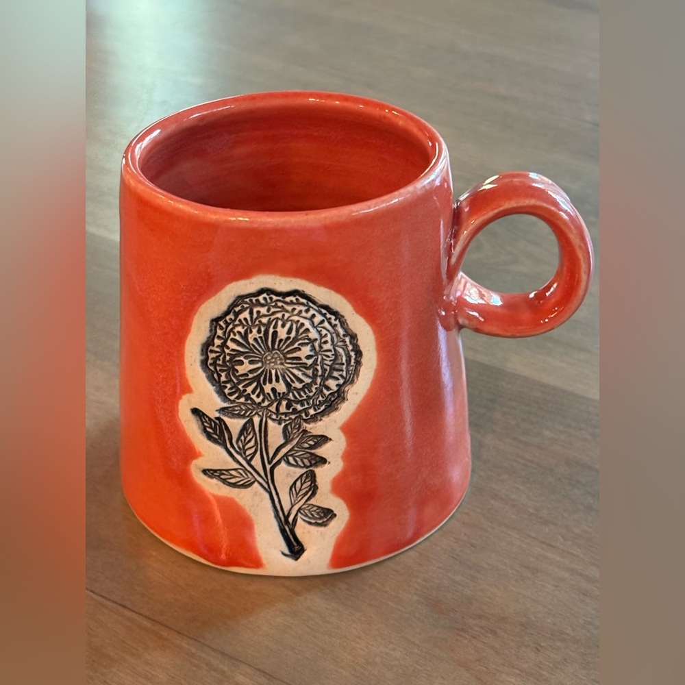 ANNA BALDWIN Stonewear Pressed Birth Month Flower Mug Marigold - October